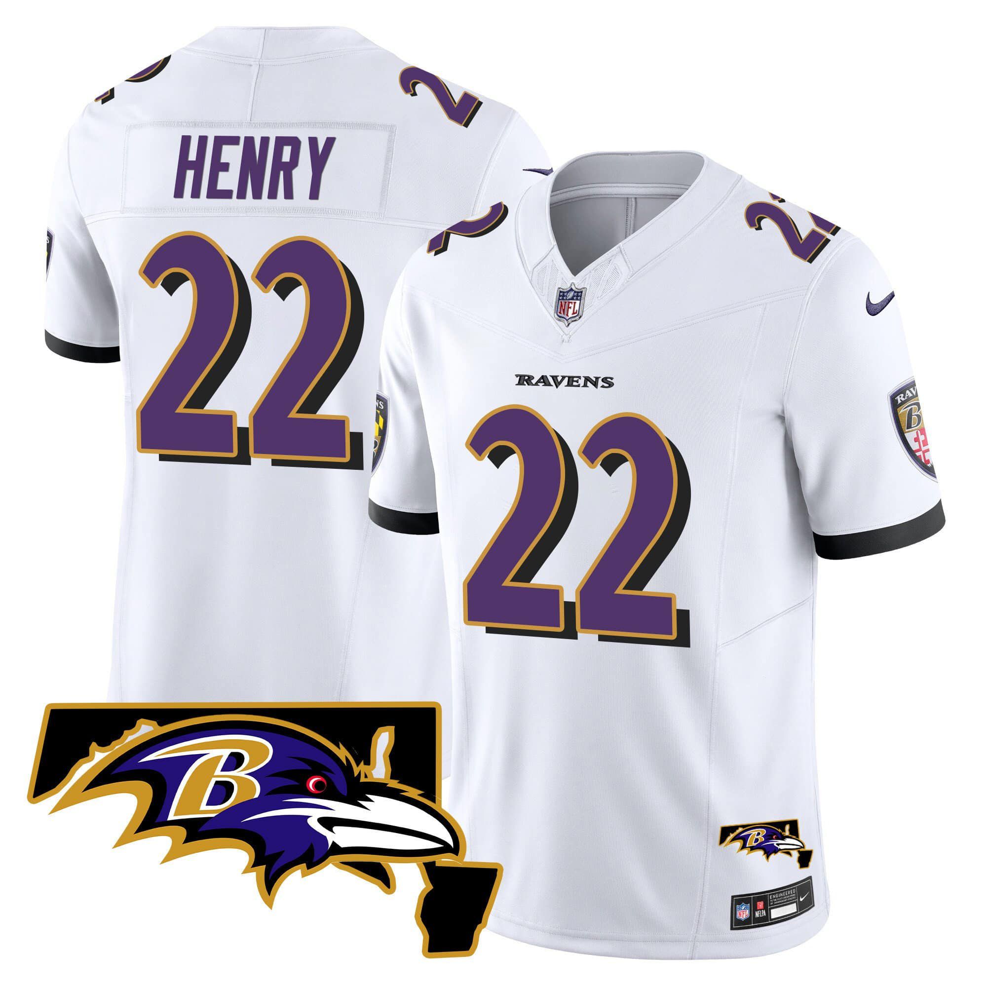 Men Baltimore Ravens #22 Henry White 2024 Nike Maryland Patch Vapor Limited NFL Jersey->indianapolis colts->NFL Jersey